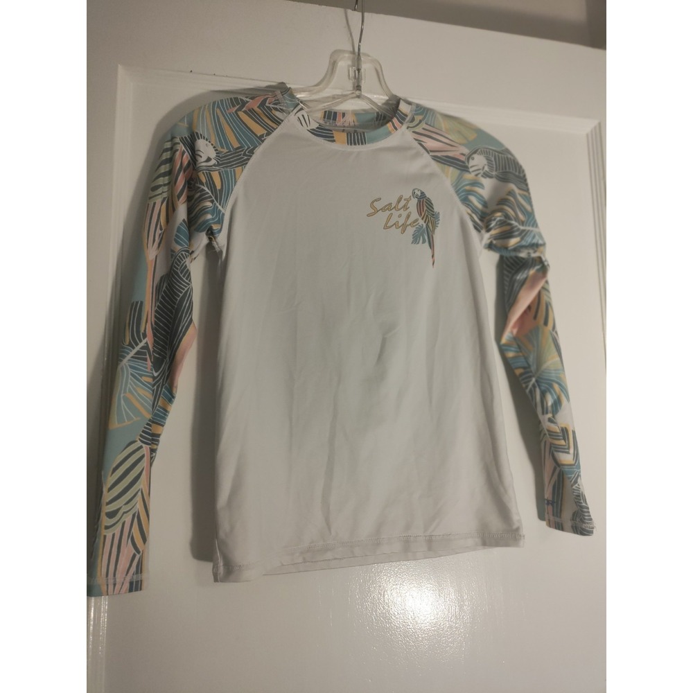 Salt Life Girls Youth Small SLX Tropical Parrot Long Sleeve Rash Guard Swim...